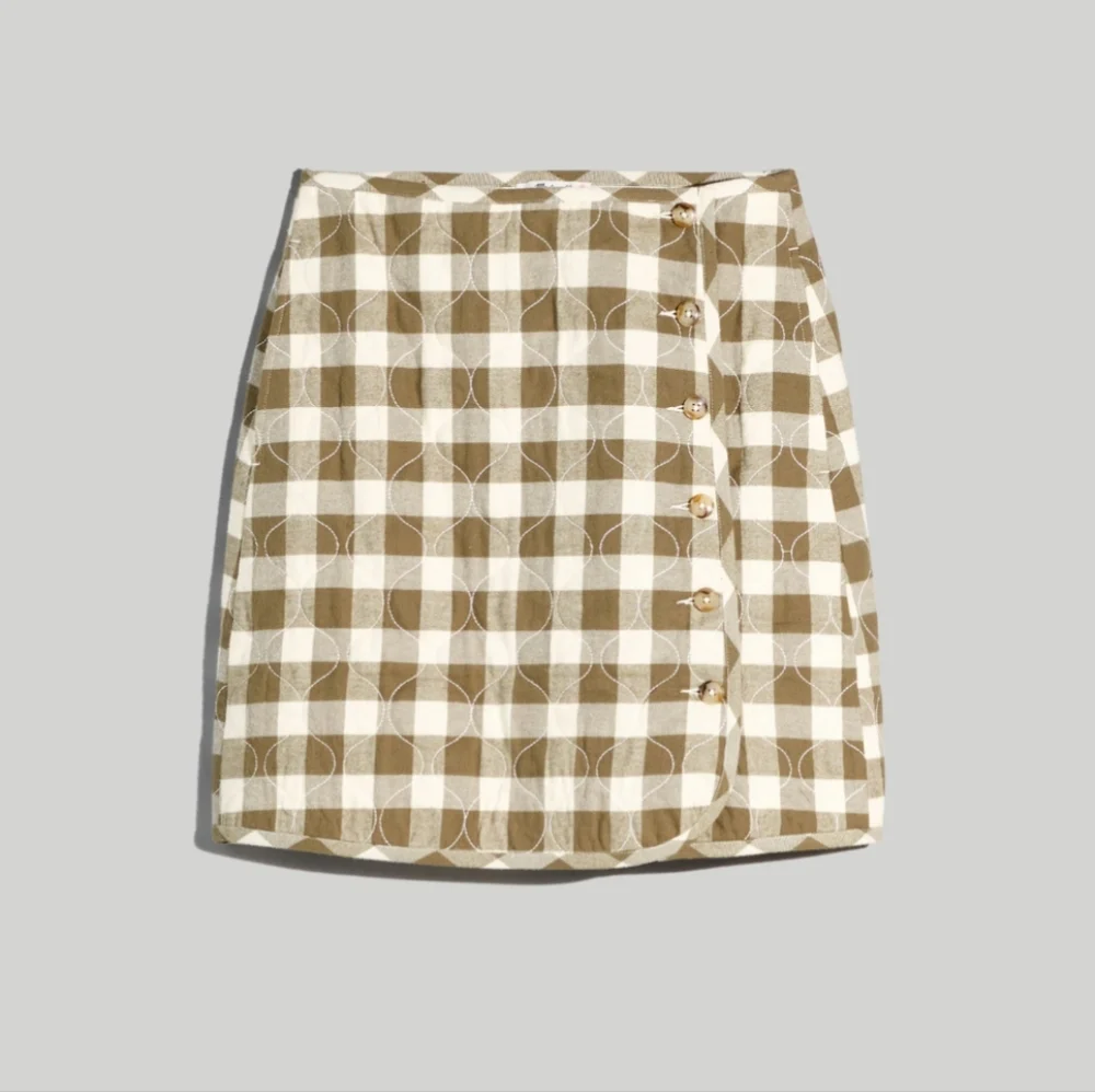 NWT, Madewell, Women's 00 Quilted Flannel Mini Skirt, Gingham Check‎